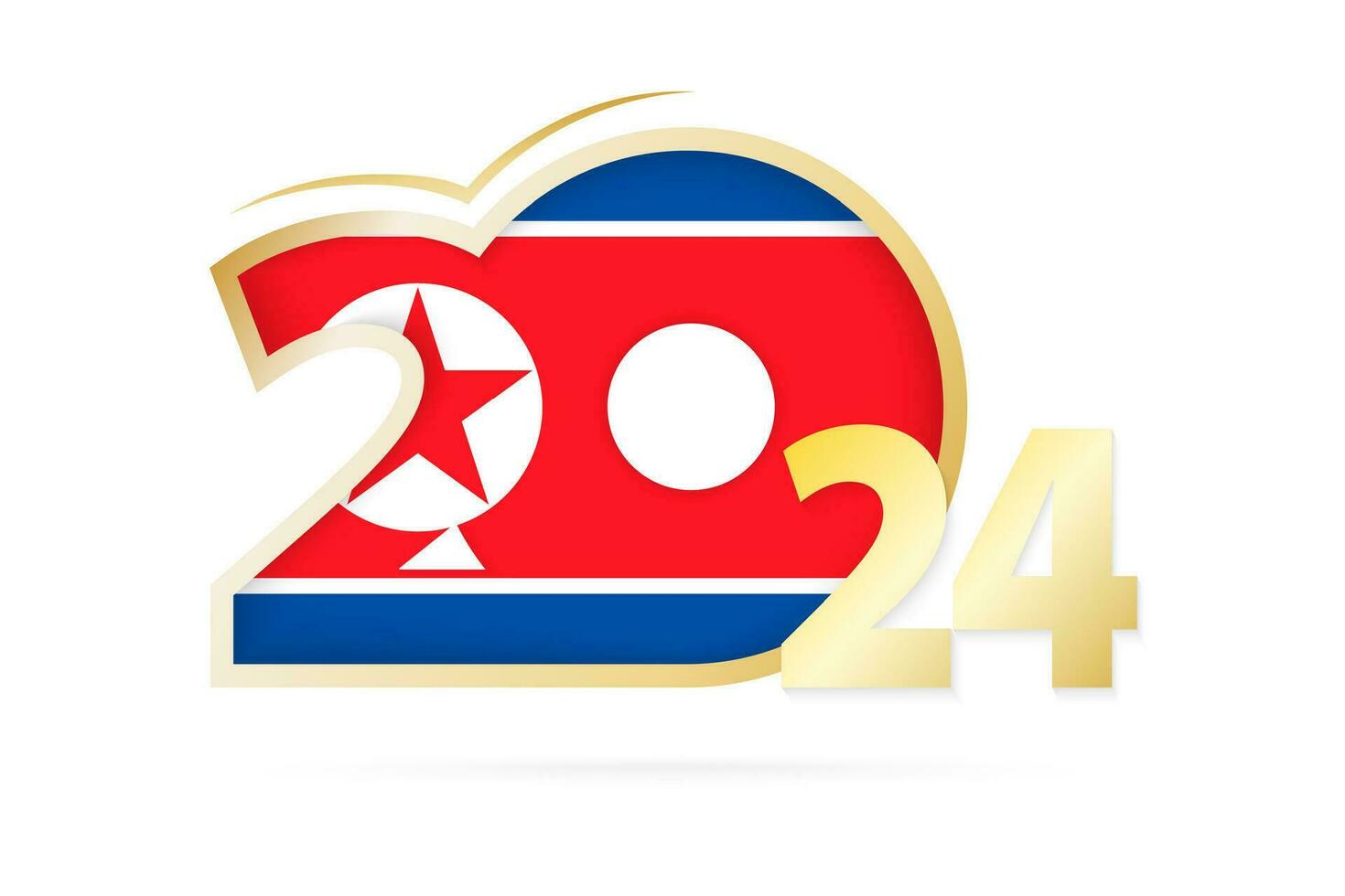 Year 2024 with North Korea Flag pattern. vector