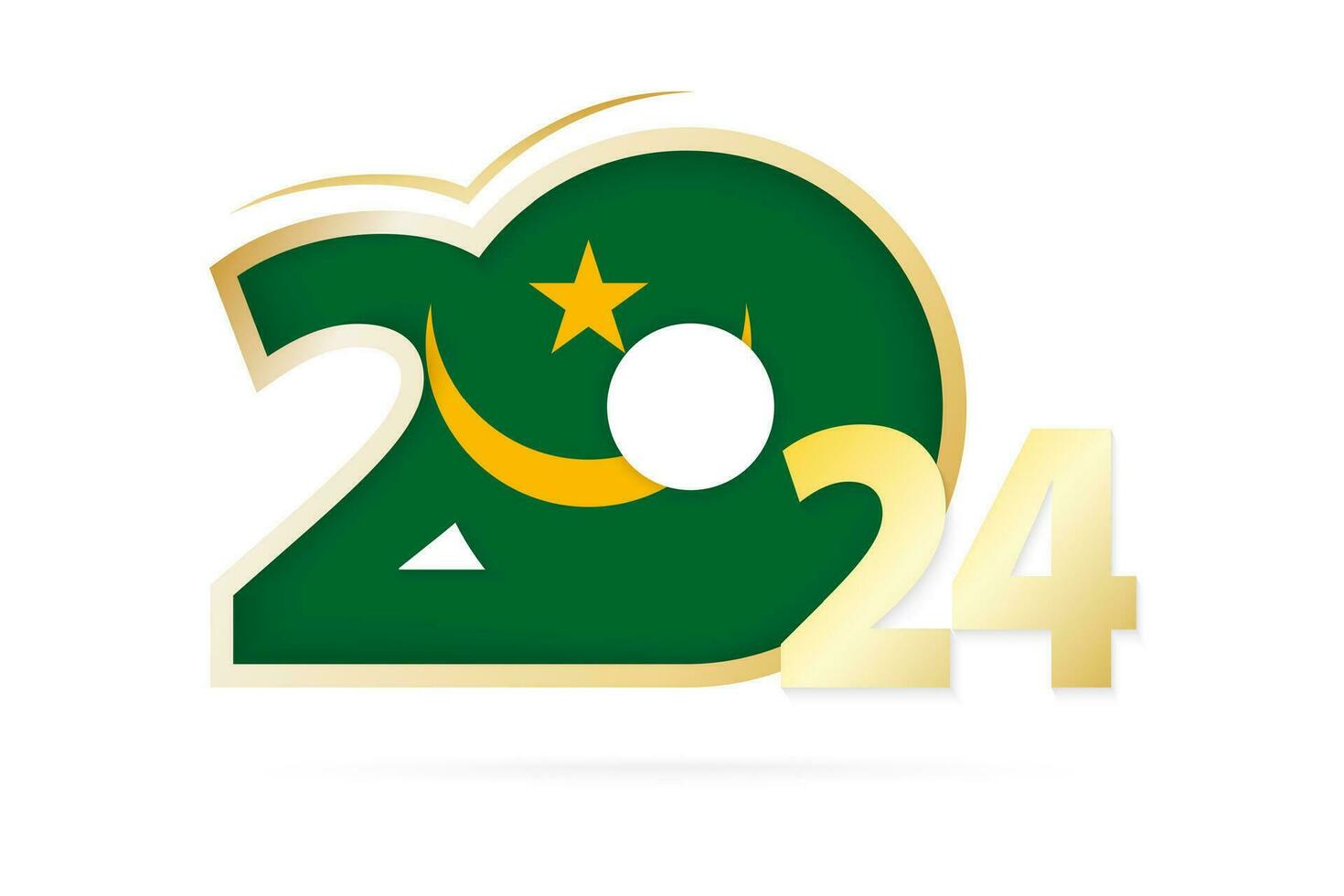 Year 2024 with Mauritania Flag pattern. vector