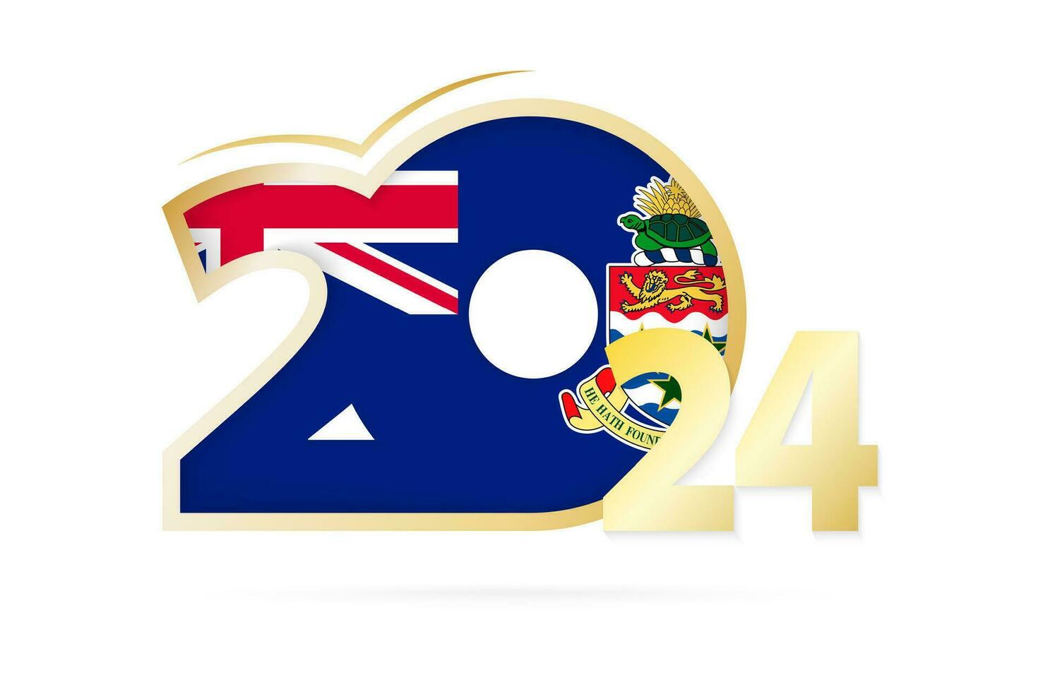 Year 2024 with Cayman Islands Flag pattern. vector