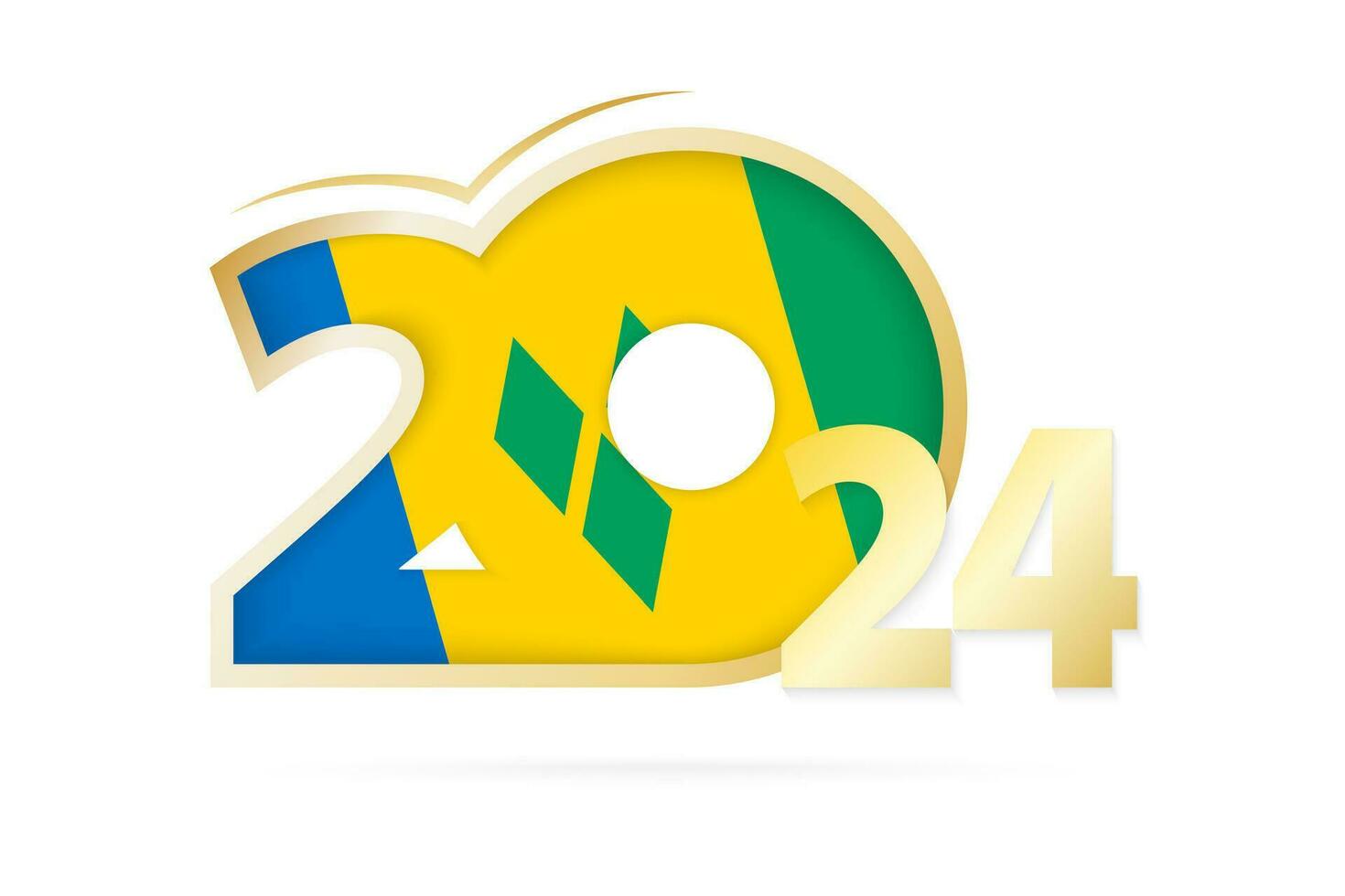 Year 2024 with Saint Vincent and the Grenadines Flag pattern. vector
