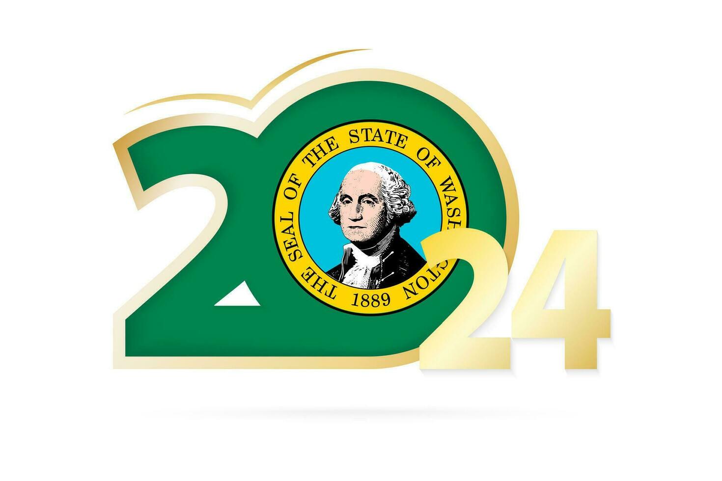 Year 2024 with Washington Flag pattern. vector