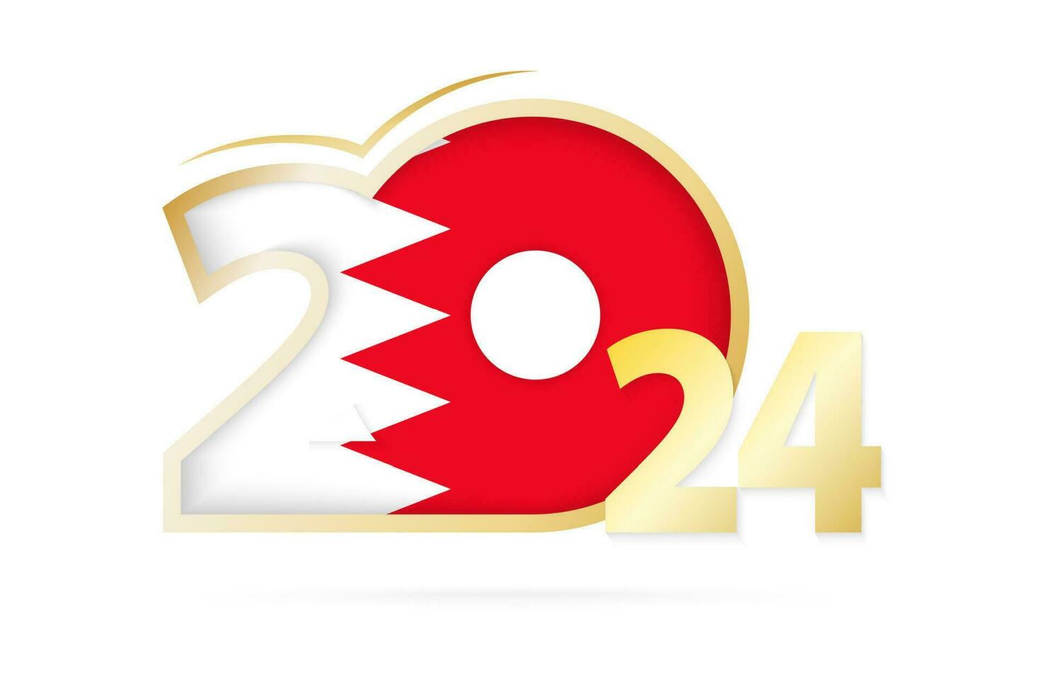 Year 2024 with Bahrain Flag pattern. vector