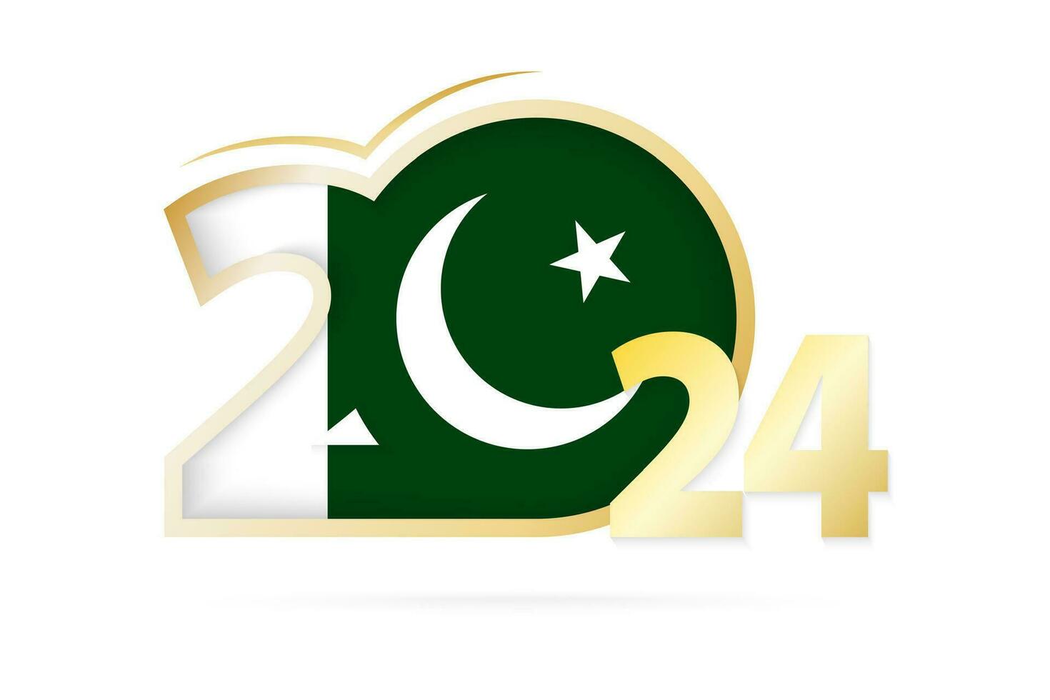 Year 2024 with Pakistan Flag pattern. vector