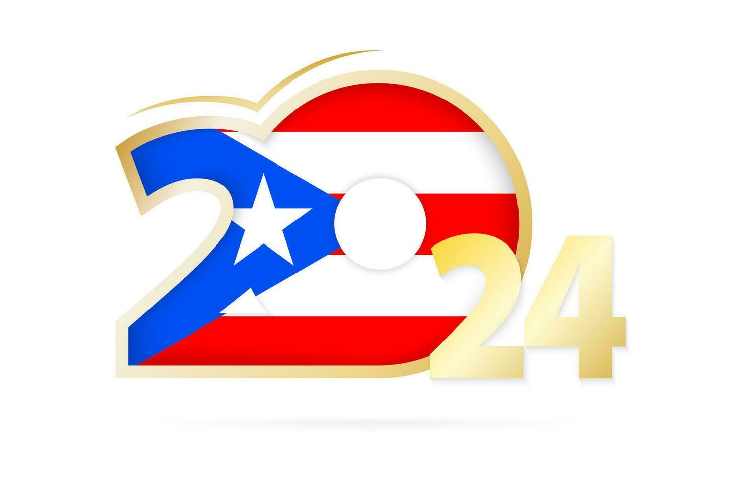Year 2024 with Puerto Rico Flag pattern. vector