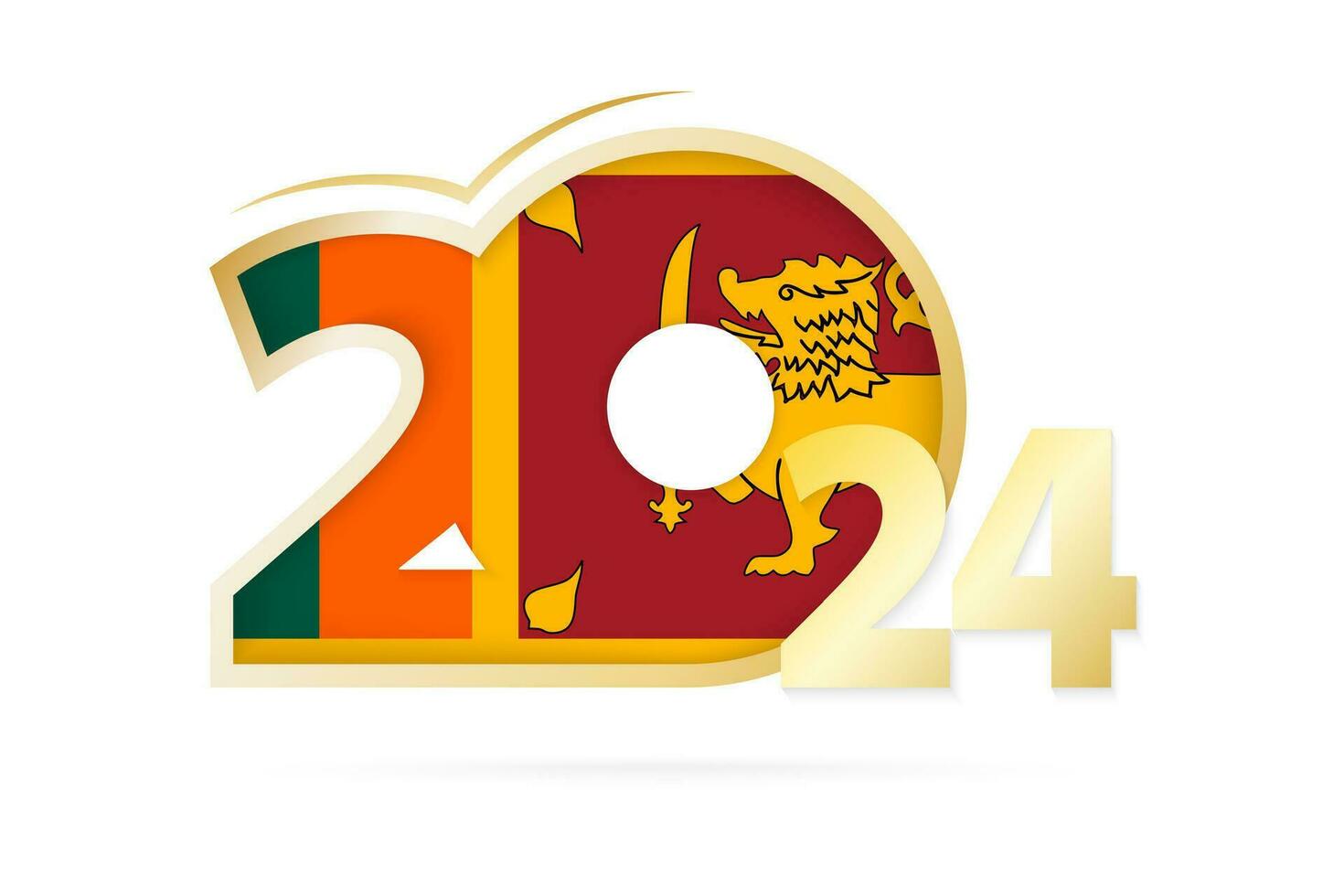 Year 2024 with Sri Lanka Flag pattern. vector
