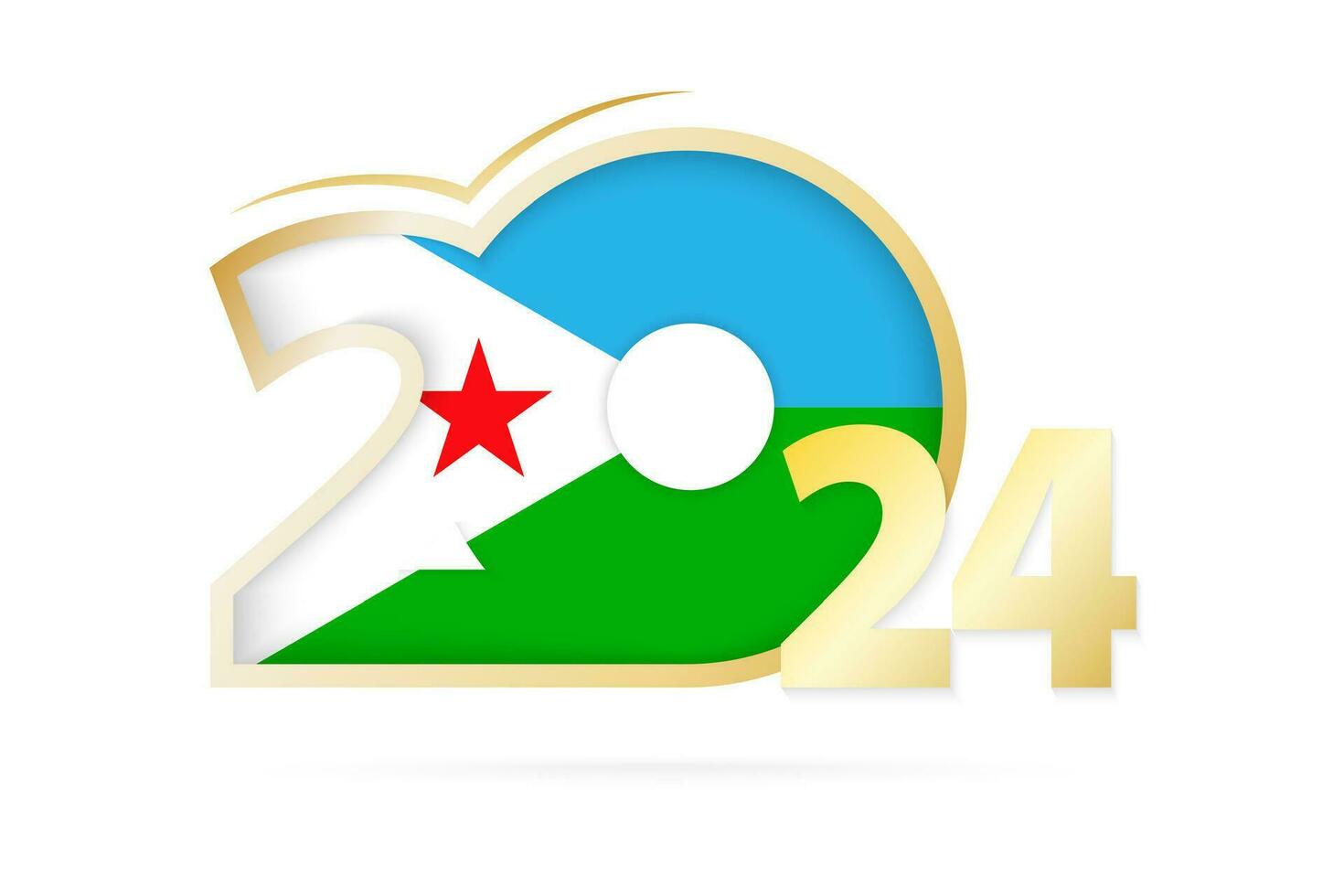 Year 2024 with Djibouti Flag pattern. vector
