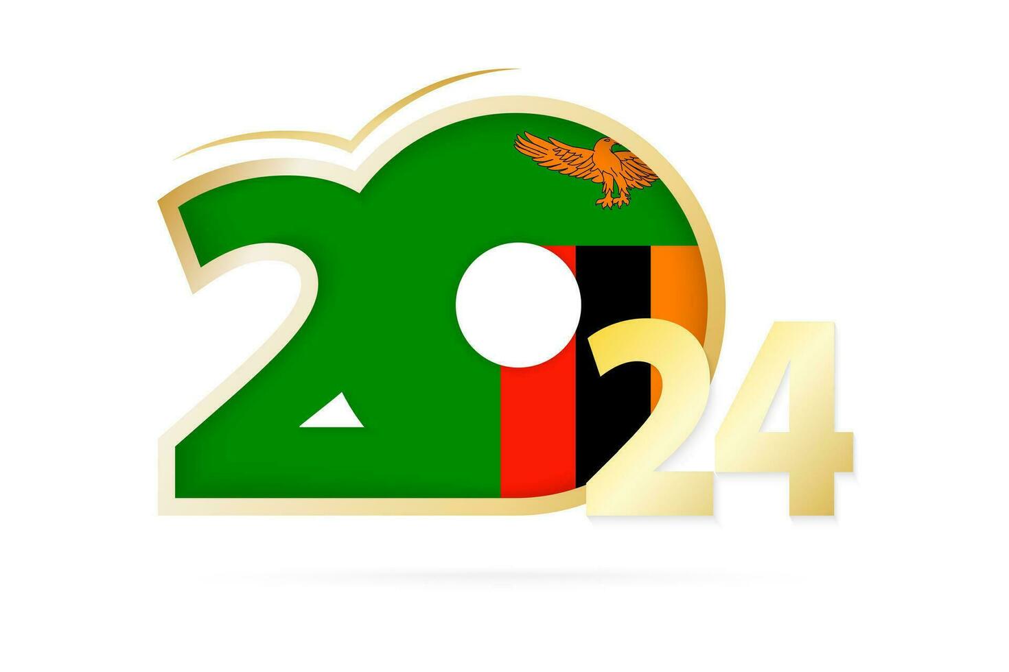 Year 2024 with Zambia Flag pattern. vector