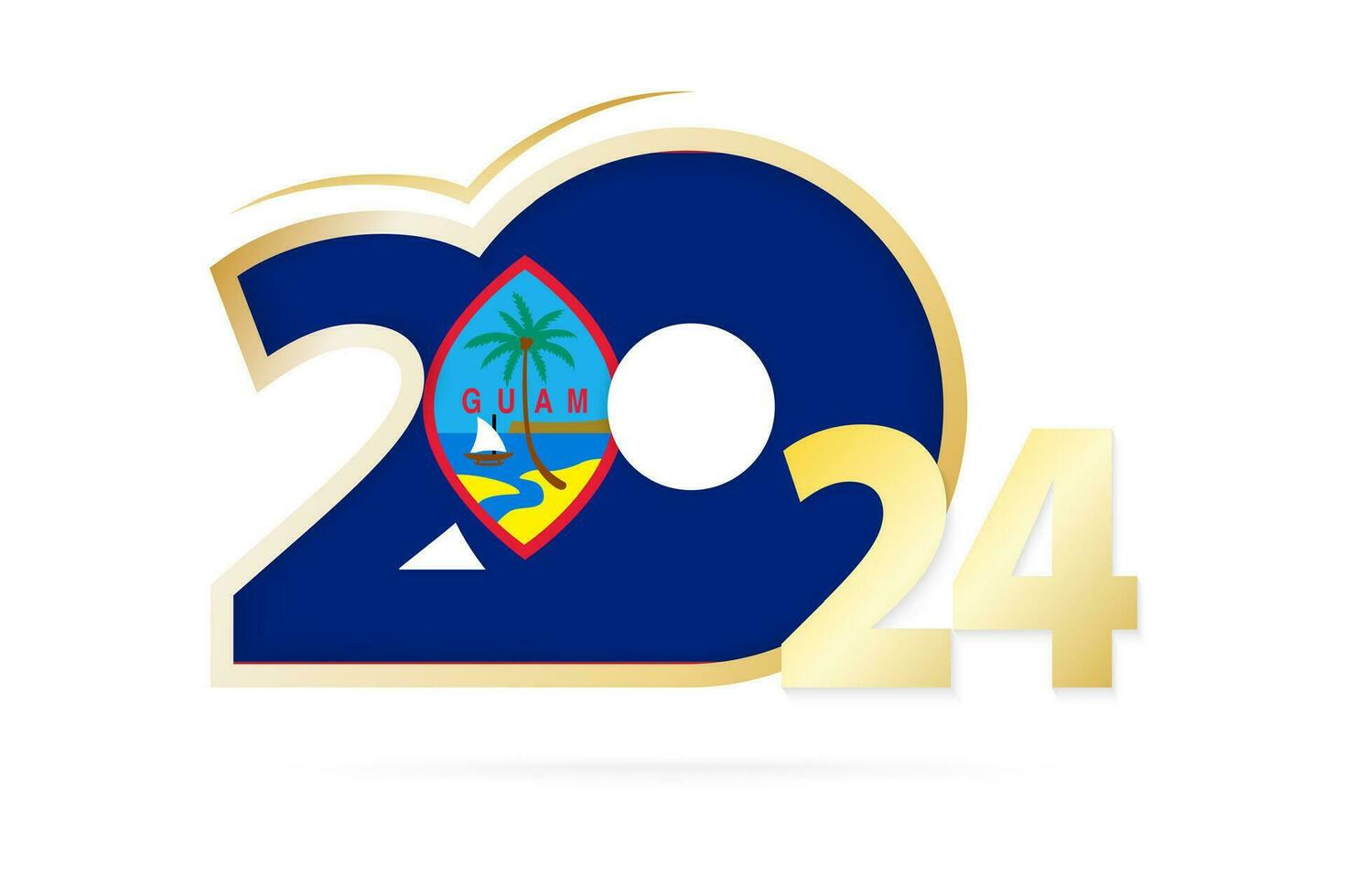 año 2024 con guam bandera modelo. vector