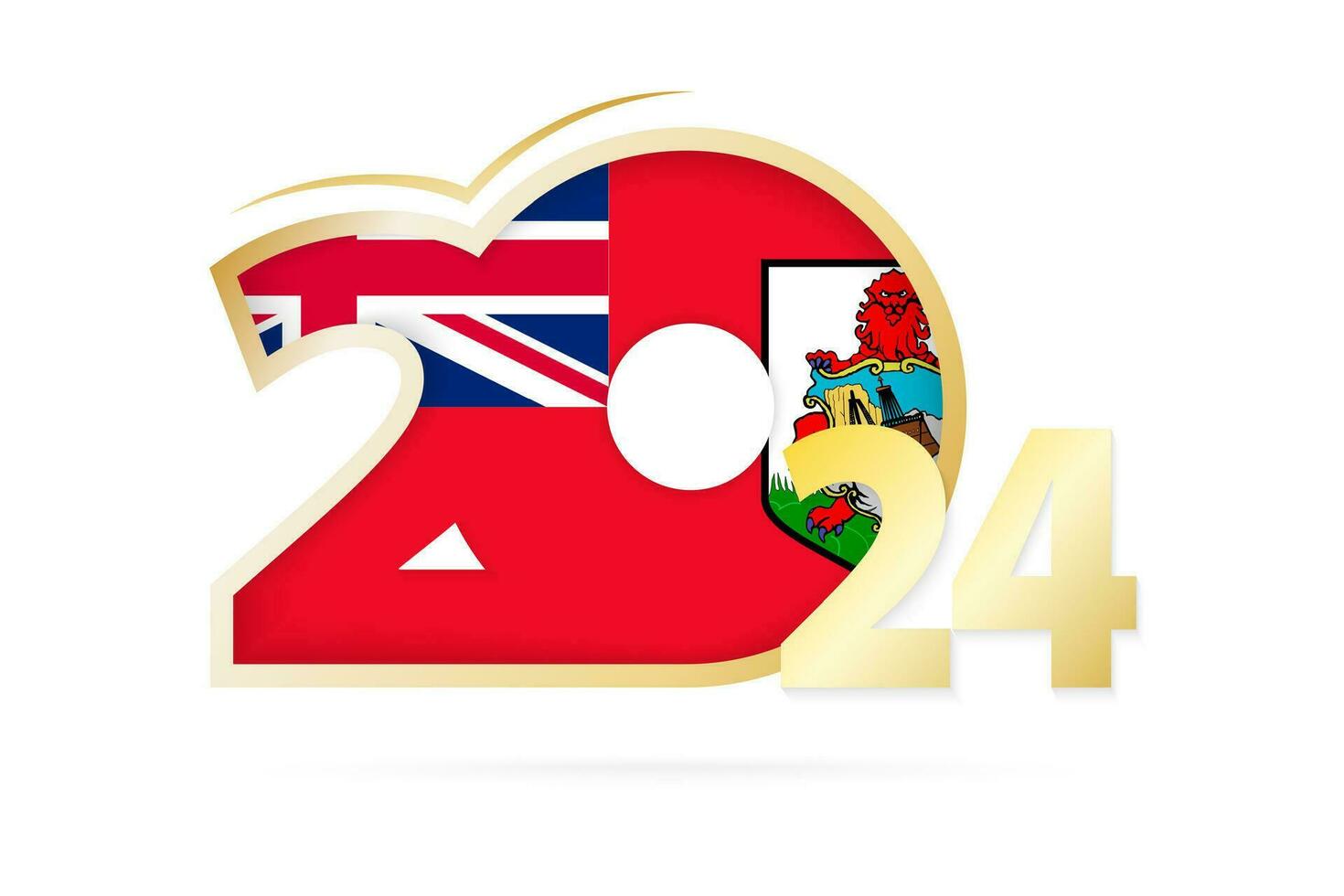 año 2024 con islas Bermudas bandera modelo. vector