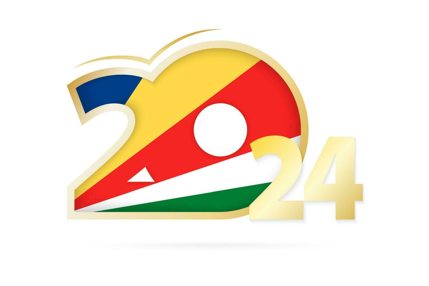Year 2024 with Seychelles Flag pattern. vector