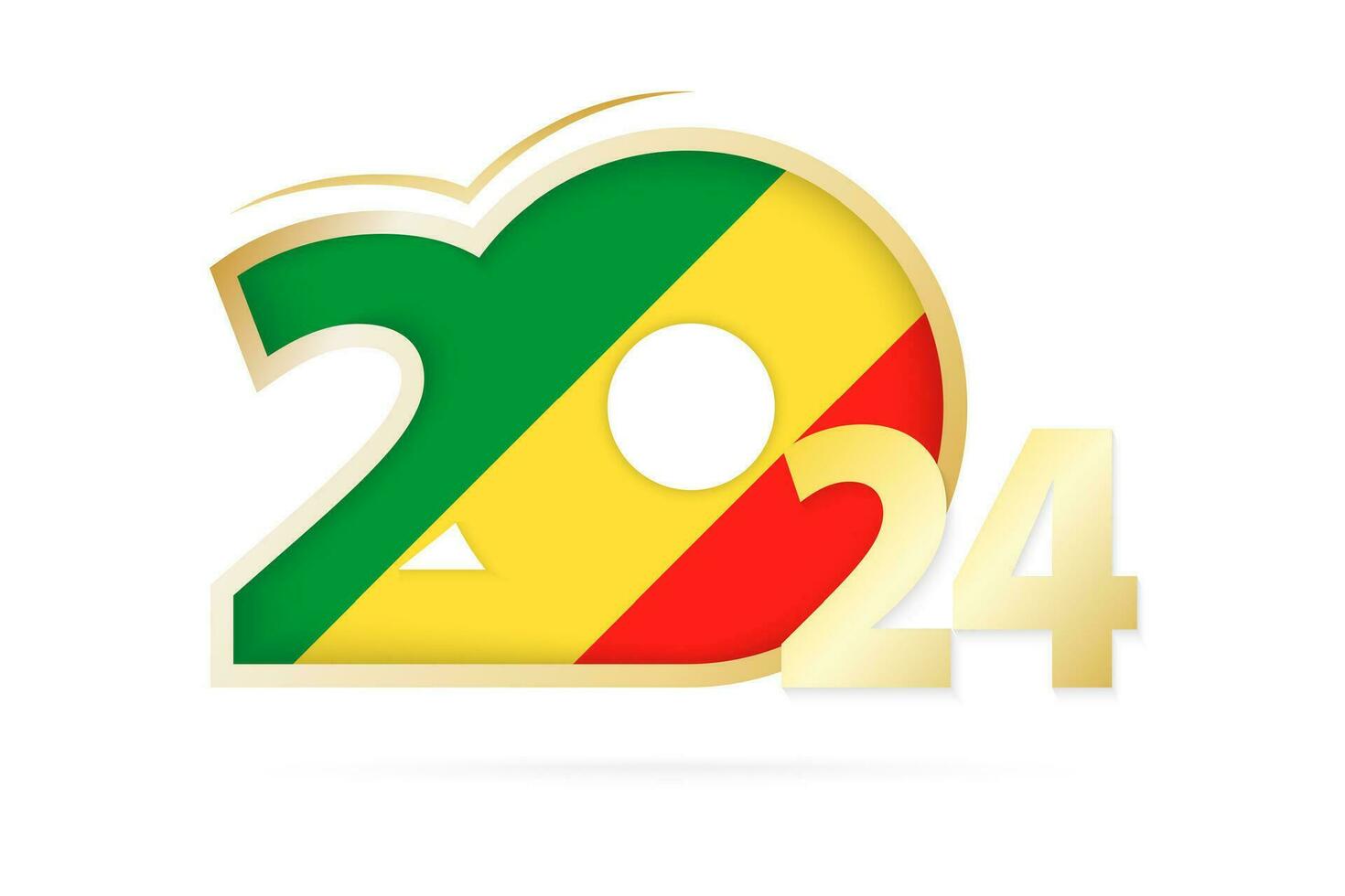 Year 2024 with Congo Flag pattern. vector