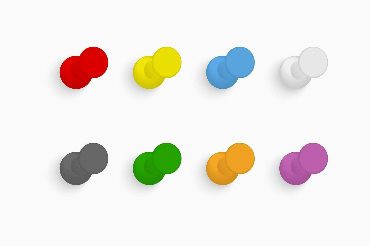 Colorful push pins set on light background. vector