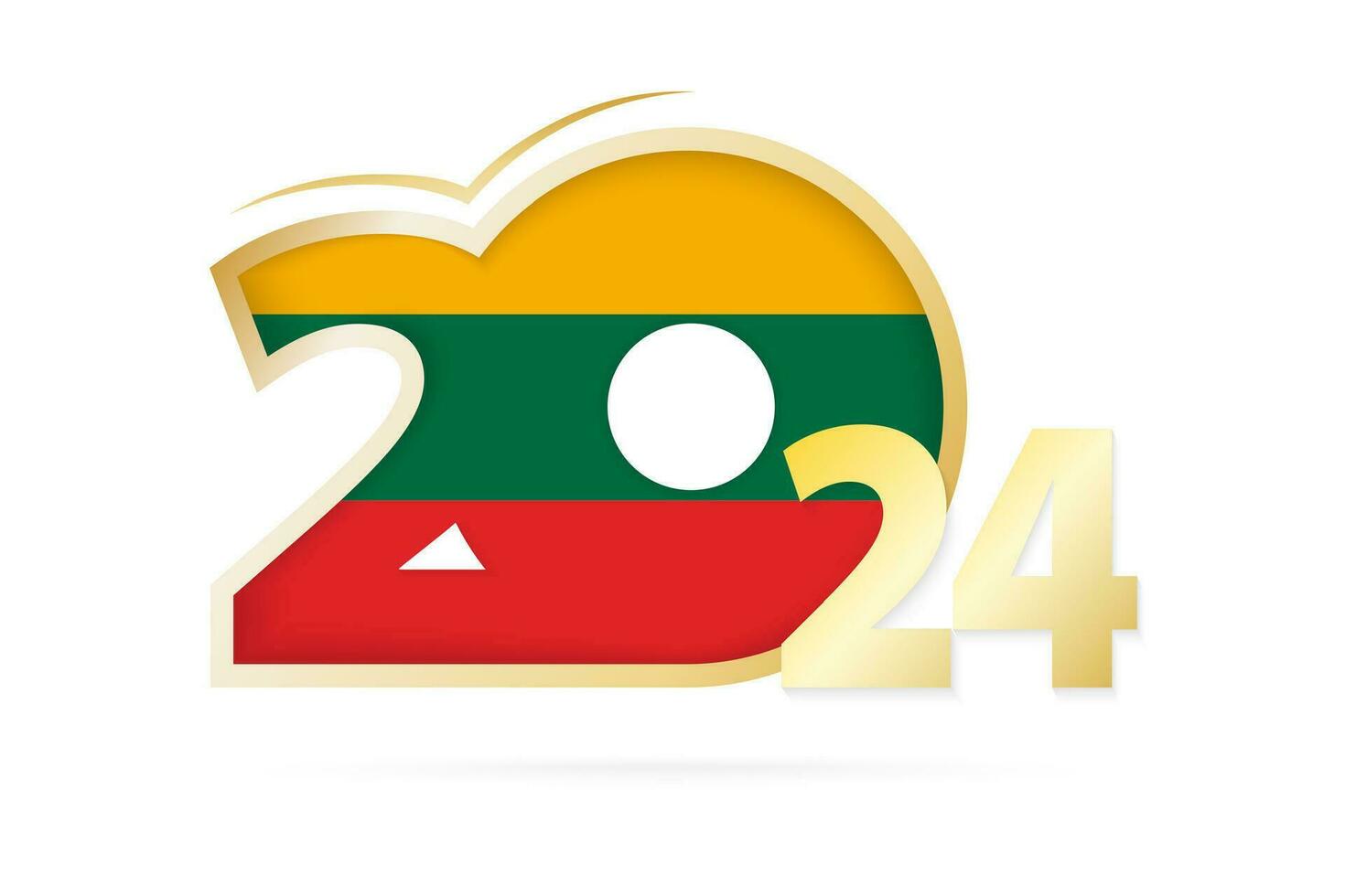 Year 2024 with Lithuania Flag pattern. vector