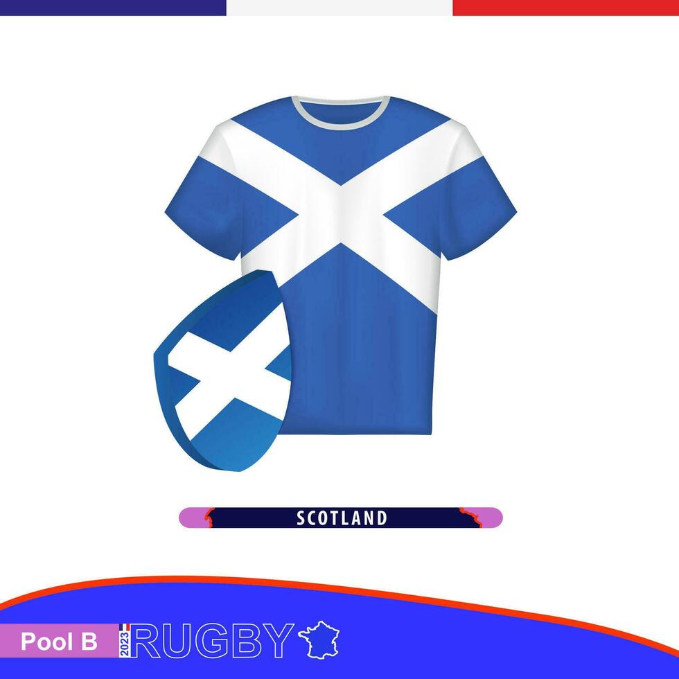 Rugby jersey of Scotland national team with flag. vector