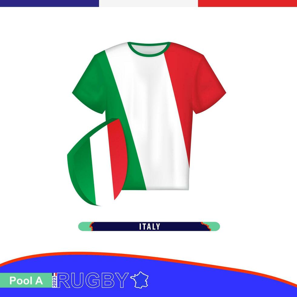 Rugby jersey of Italy national team with flag. vector