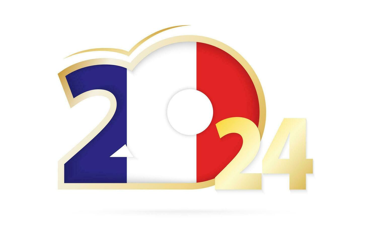Year 2024 with France Flag pattern. vector