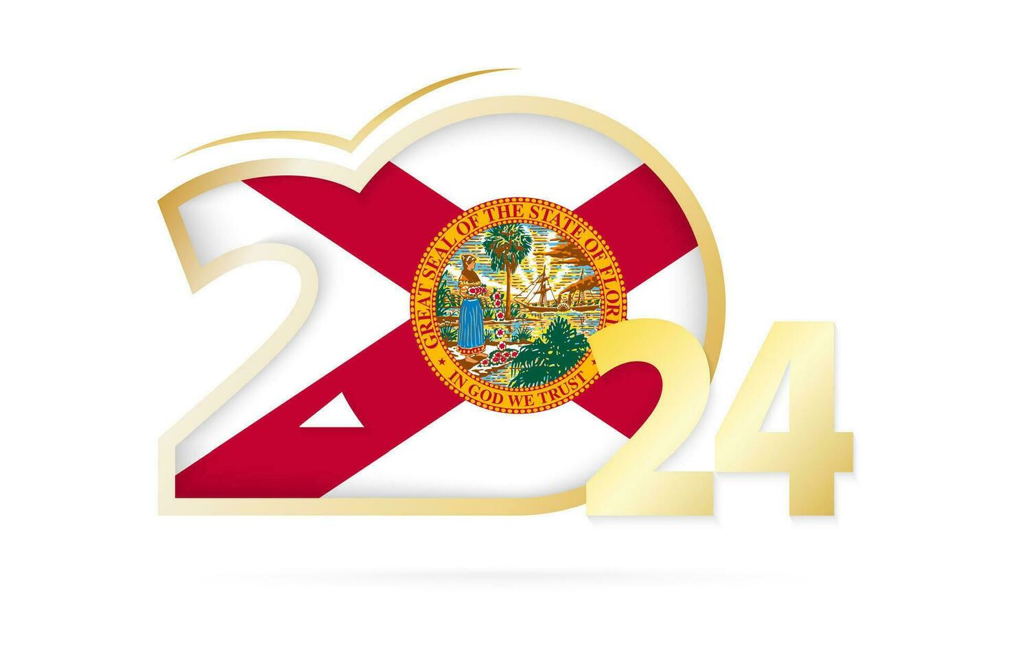 Year 2024 with Florida Flag pattern. vector