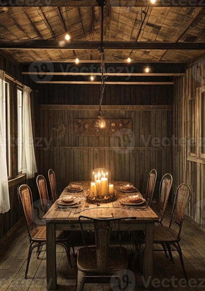Picture of Rustic Barn with Dinner Set photo