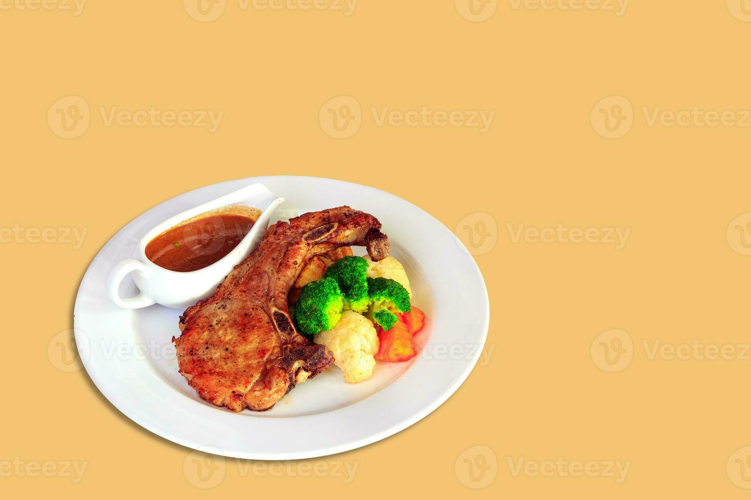 pork chop steak isolated on white background photo