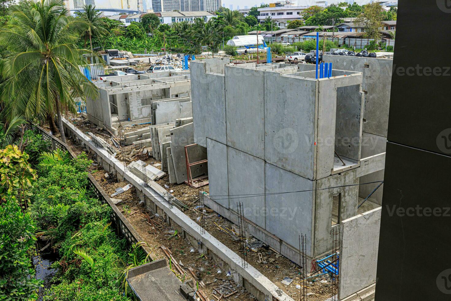 construction residential new house with prefabrication system in progress at building site, Precast photo