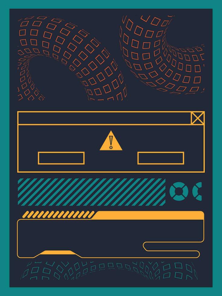Poster mockup in trendy style with futuristic elements. Template for invitation, poster, clothing vector