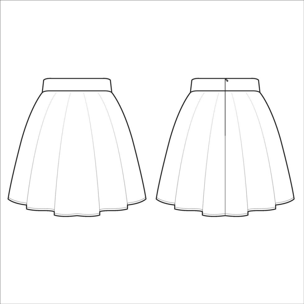 Ladies Knee Length Skirt Vector Template