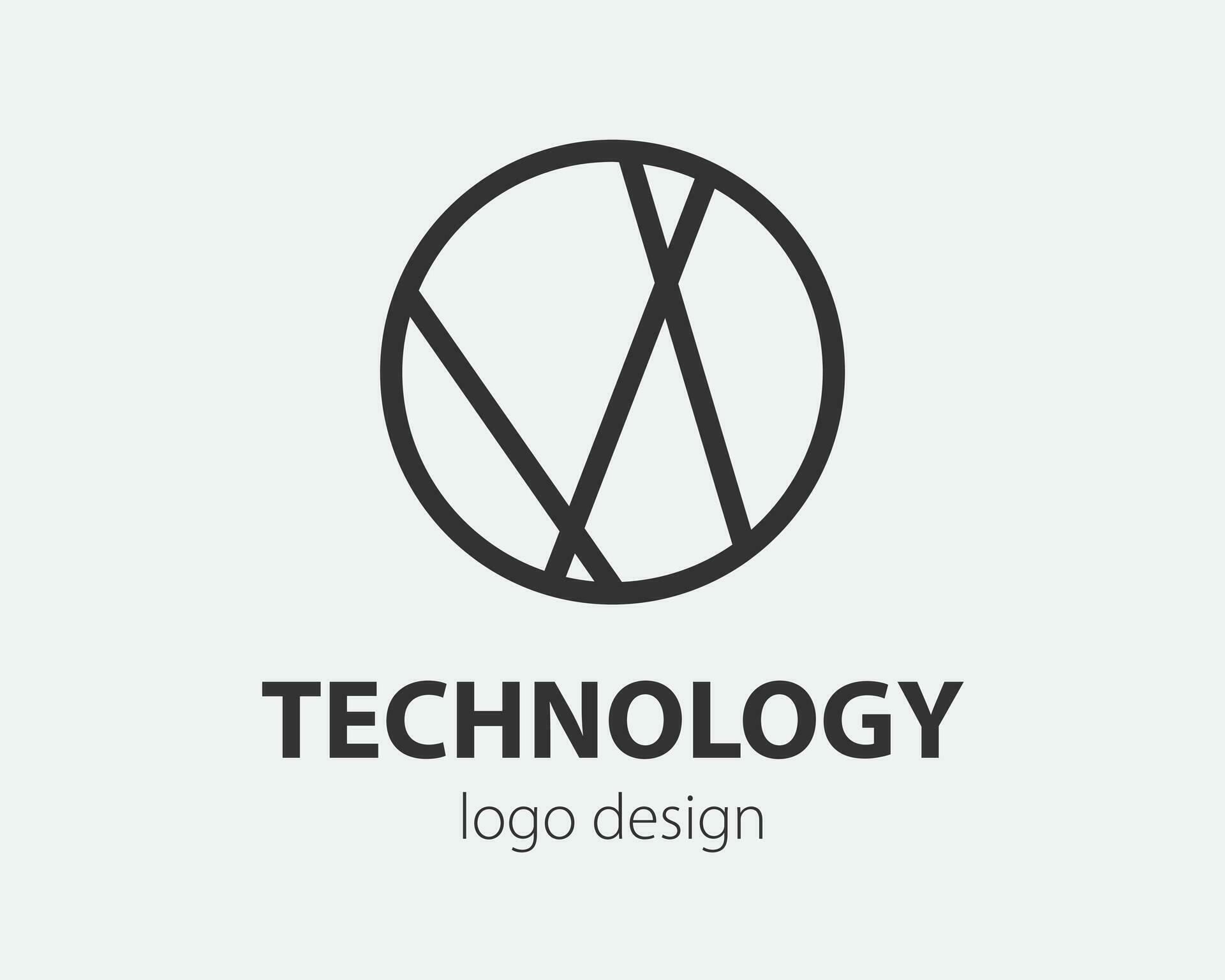 Geometric vector logo in a circle. High tech style logotype for nano