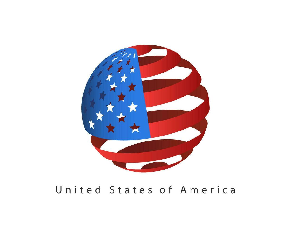 USA flag style vector design element. Logo template United States of America.