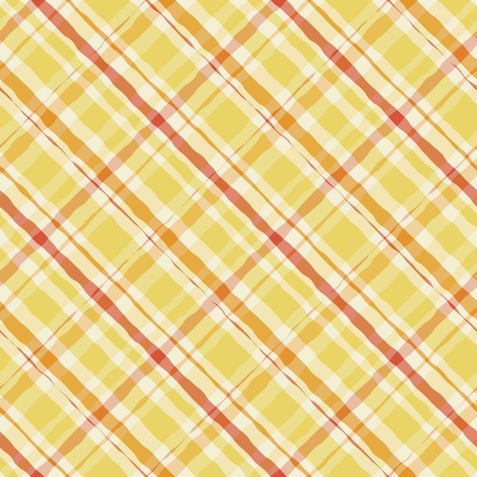 Striped yellow watercolor gingham pattern plaid. Paint brush seamless vector