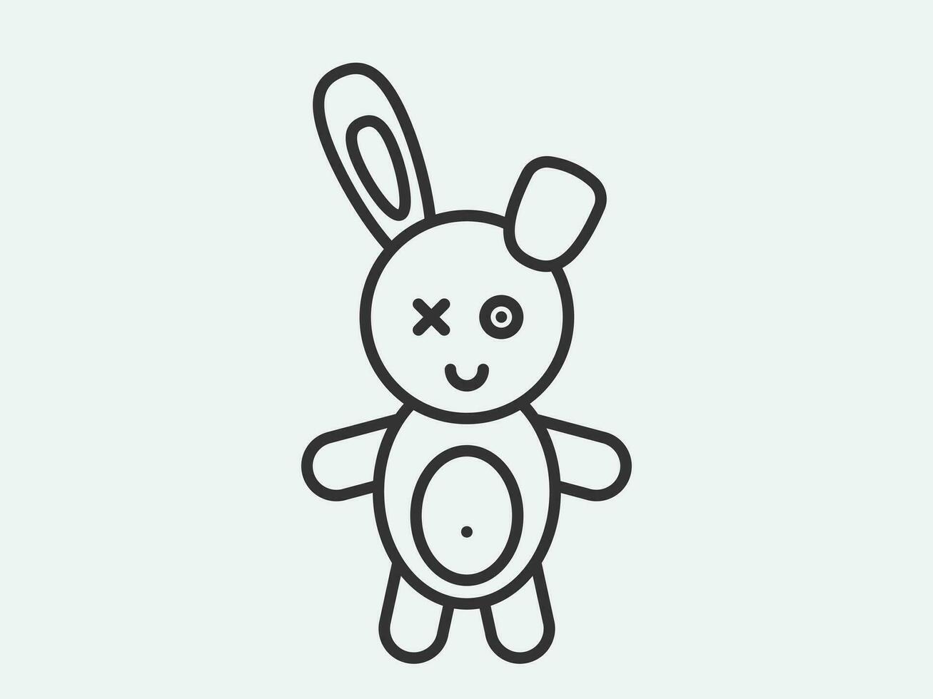 Conejo juguete icono en blanco antecedentes. línea estilo vector ilustración.