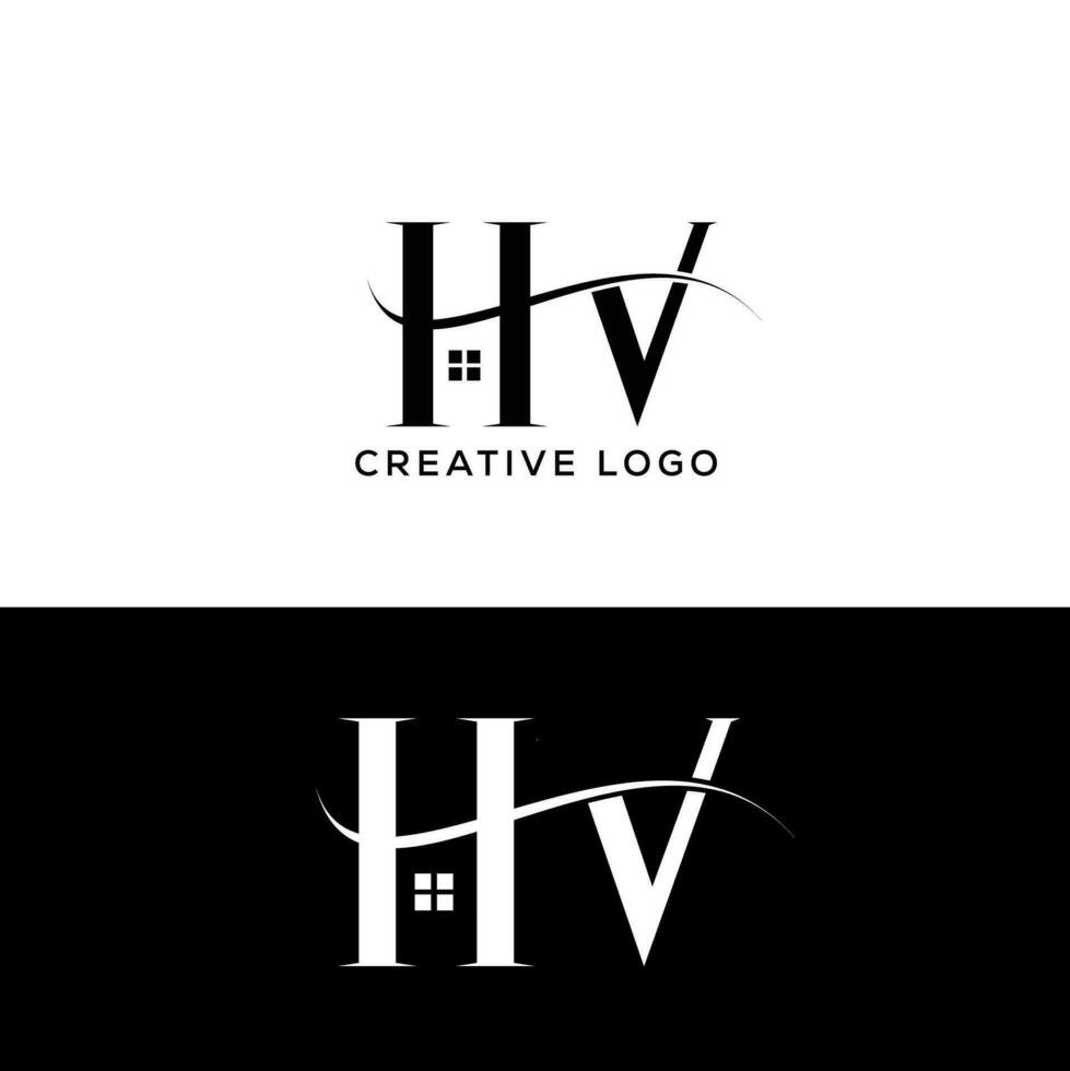 diseño de logotipo de letra inicial hv vector