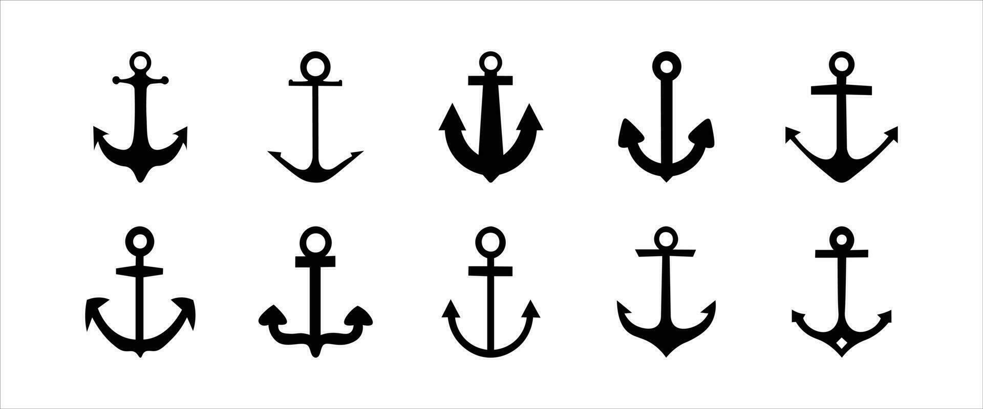 Anchor Silhouette Illustration Vector Set