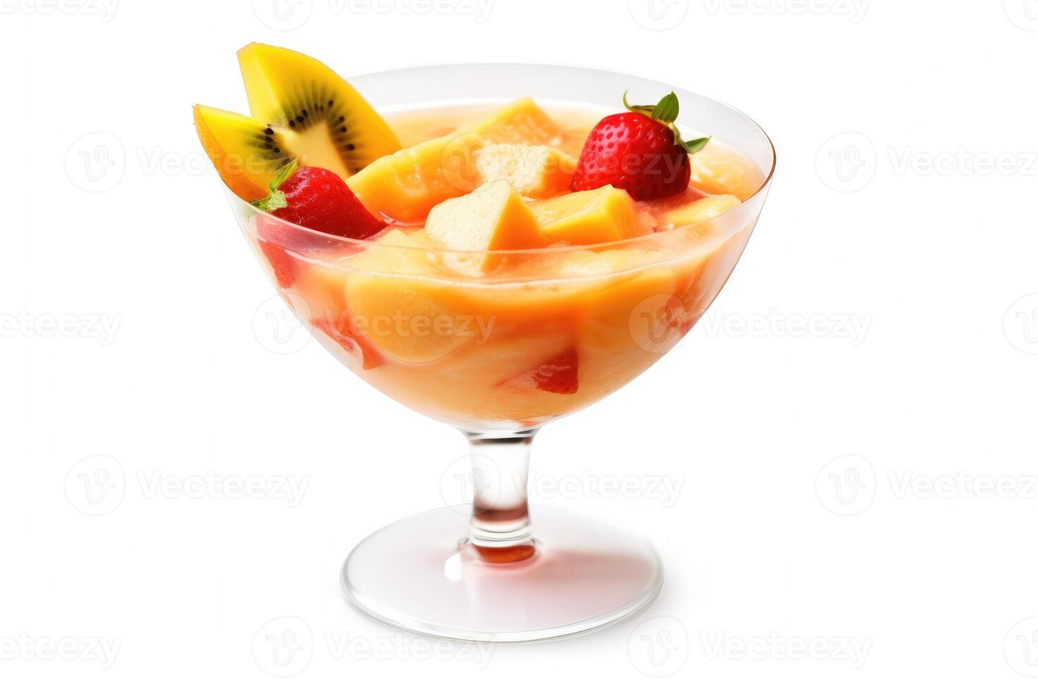puding fruit cocktail white isolated background Food Photography photo