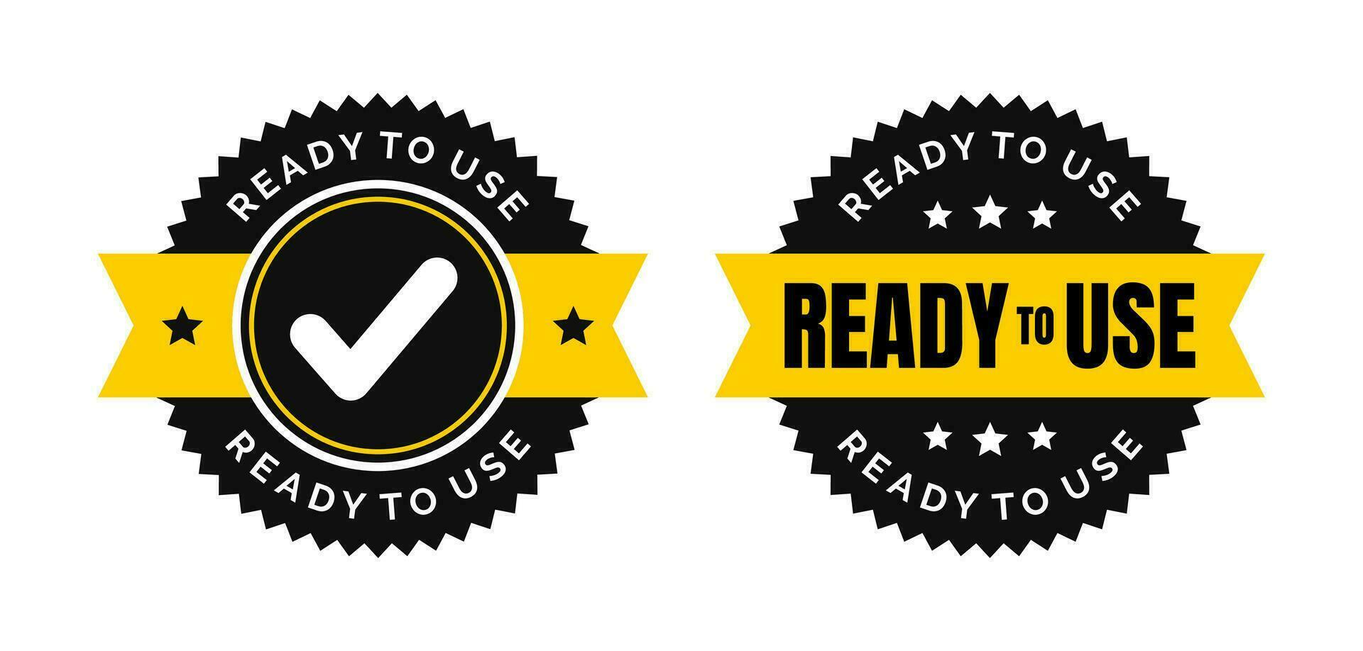 Ready to use vector icon. Black yellow color with checklist ribbon circle. Vector Illustration