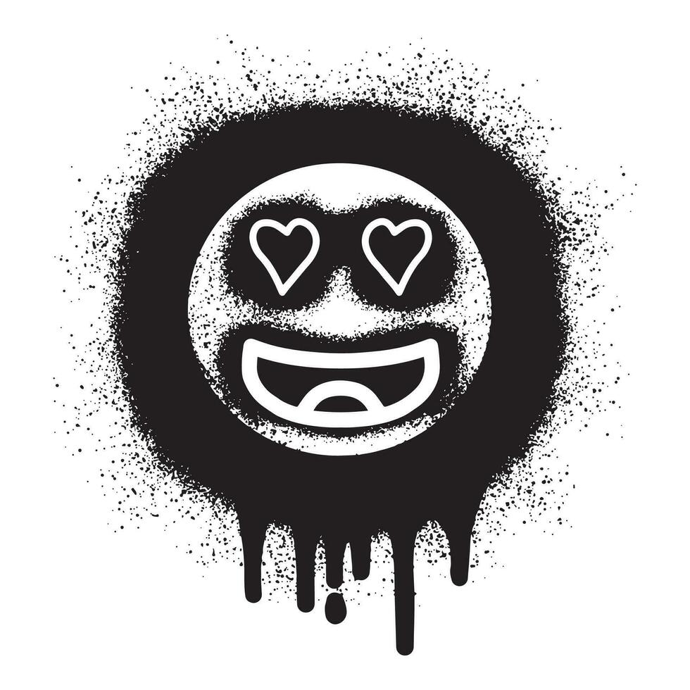 Smiling face emoticon graffiti with black spray paint vector