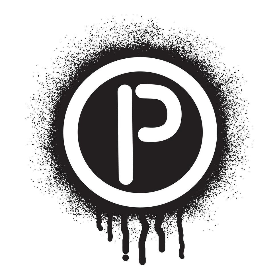 Parking sign stencil graffiti with black spray paint vector