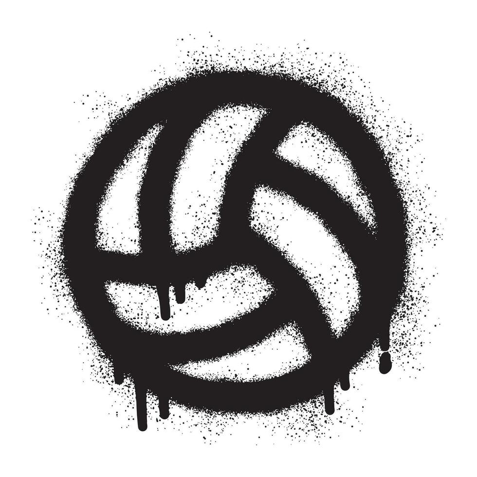 Volleyball ball graffiti with black spray paint vector