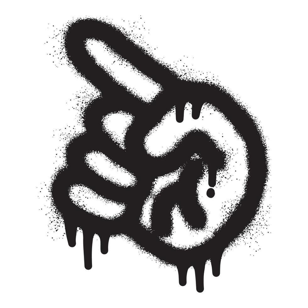 Hand finger pointing icon graffiti with black spray paint vector