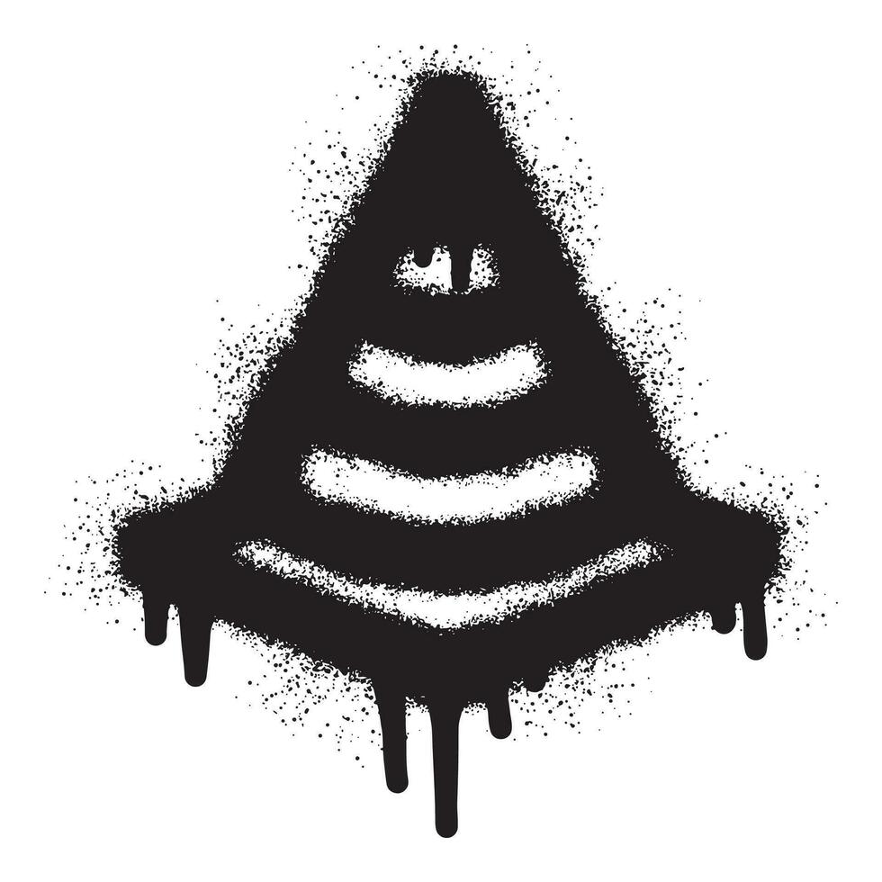 Traffic cone icon graffiti with black spray paint vector