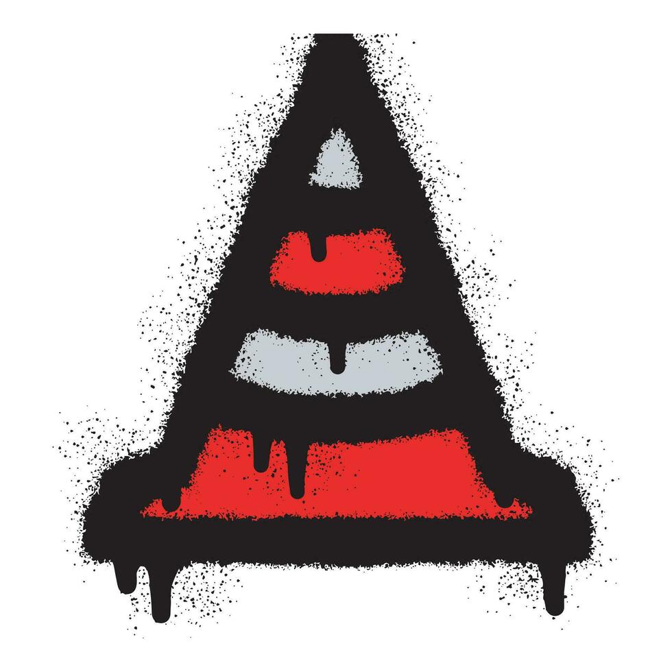 Traffic cone icon graffiti with spray paint art vector