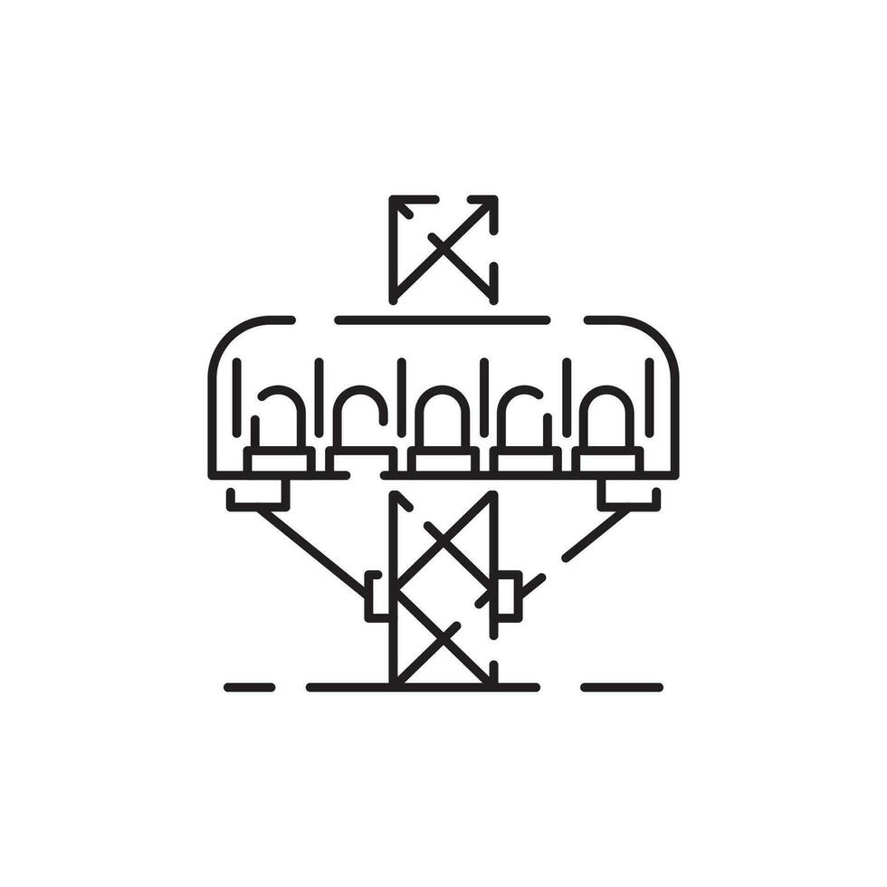 Theme amusement park sing. Thin line art icons. roller coaster and festival fun. Linear style illustrations isolated on white. vector