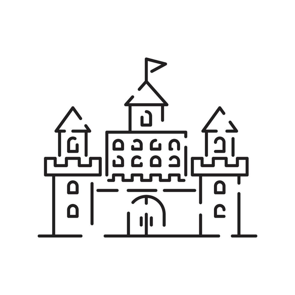 Park line icon vector flat elements. Amusement park objects isolated on white background. Park with ferris wheel, circus, carousel, rollen coaster attractions. Festival fun.