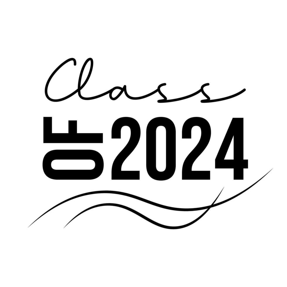 Class of 2024, word lettering script banner. Congrats Graduation lettering with academic cap. Template for design party high school or college, graduate invitations. vector