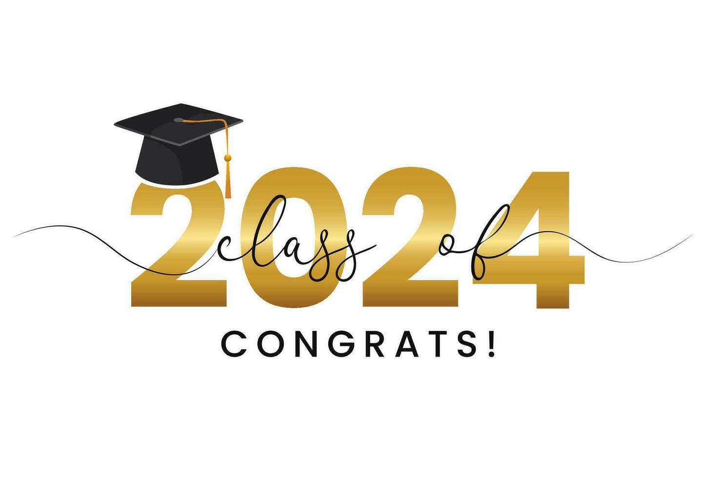 Vector illustration of gold design for graduation ceremony. Class of 2024.  Congratulations graduates typography design template for shirt, stamp,  logo, card, invitation etc. 26544142 Vector Art at Vecteezy