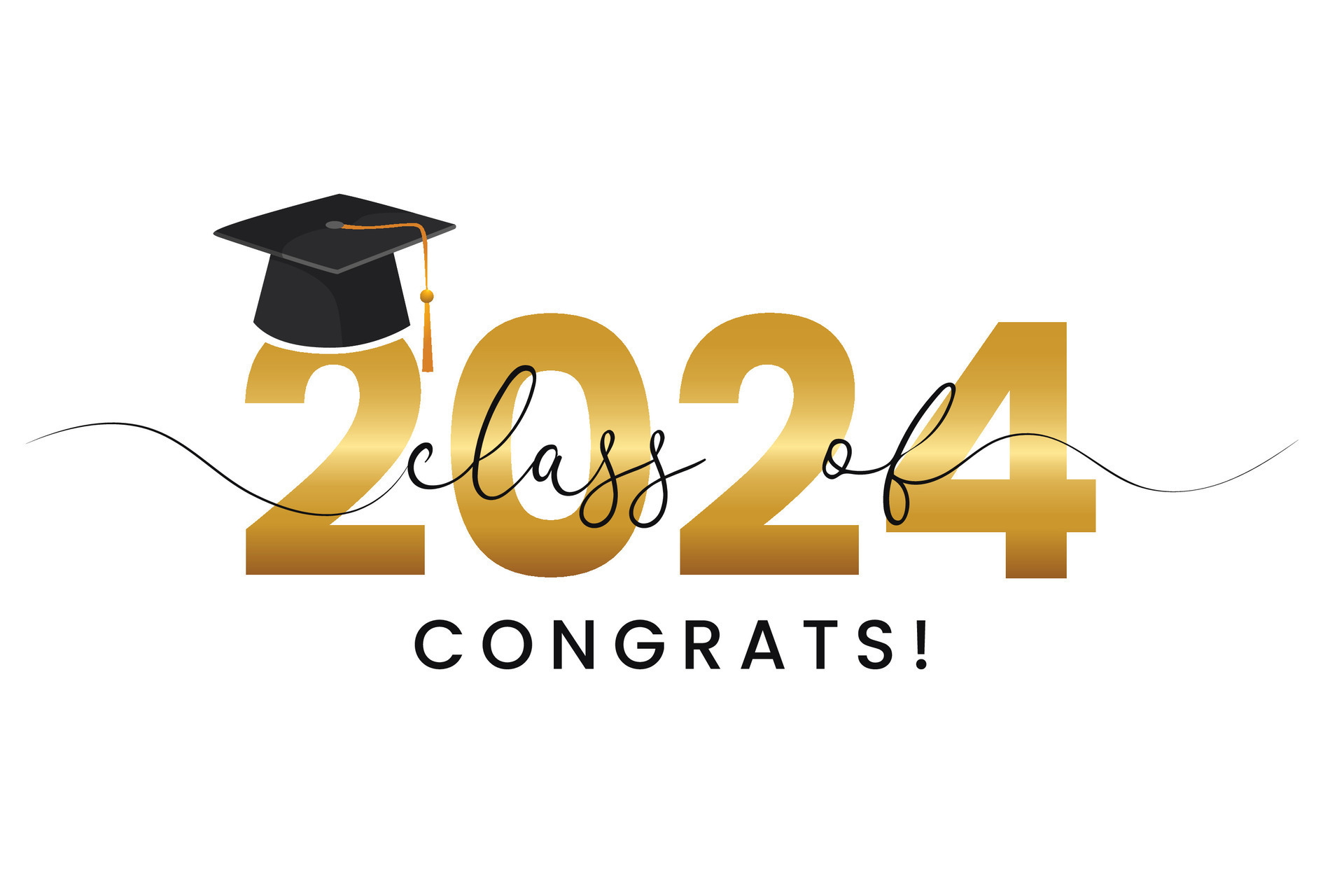 Class of 2024 3d icon. Congratulation graduates design template with cap  and numbers. Gold graduation typography illustration for ceremony, party,  greeting card, invitation isolated transparent png 24819208 PNG