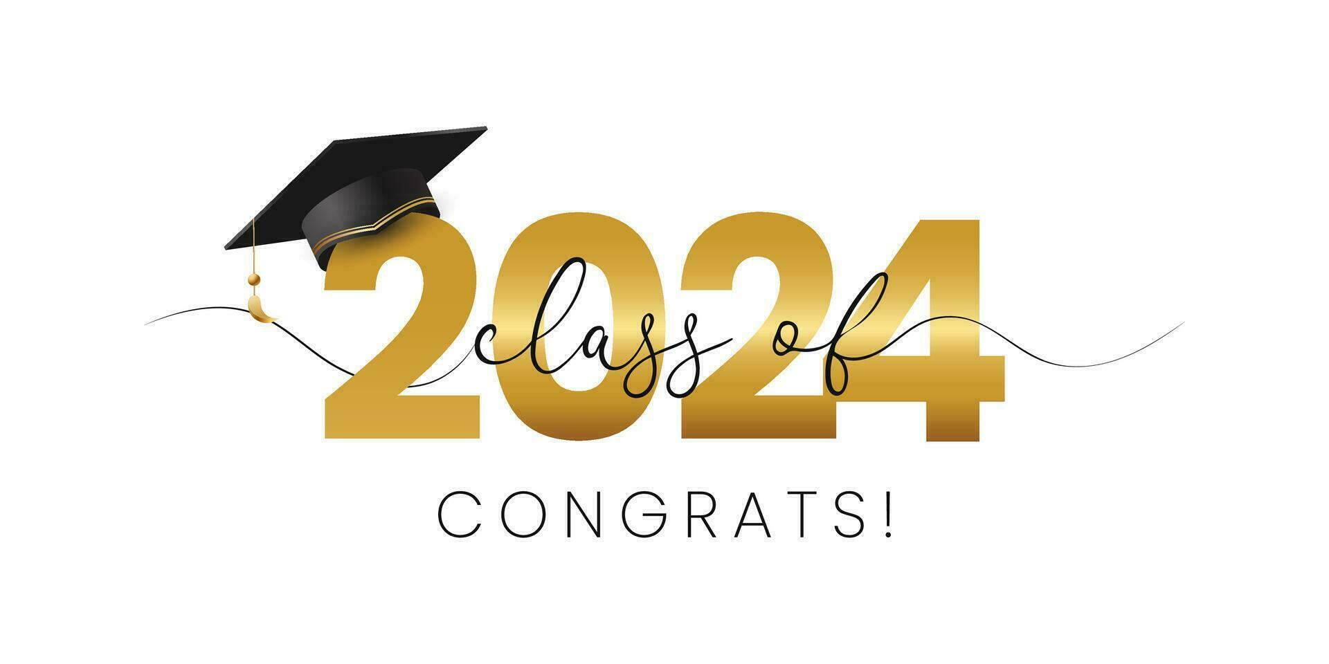 Class of 2024, modern word lettering script banner. Congrats Graduation  lettering with academic cap. Template for design party high school or  college, graduate invitations. 26544153 Vector Art at Vecteezy