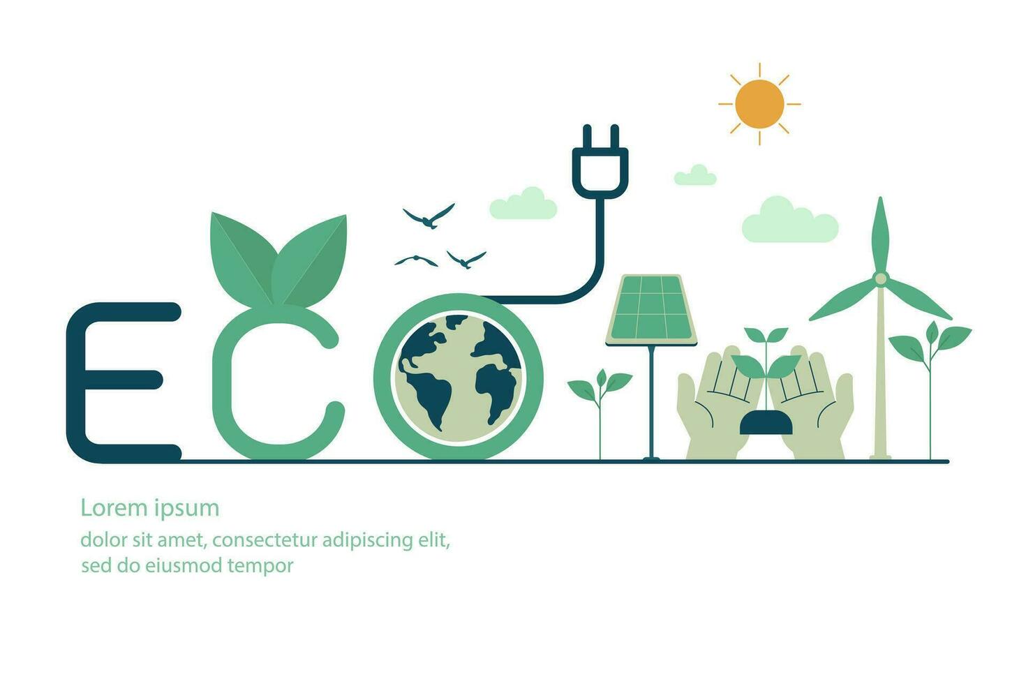 eco simpático sostenible, alternativa verde energía recursos, usable para marca y naturaleza logo, ecología naturaleza elemento conceptos. vector diseño ilustración.