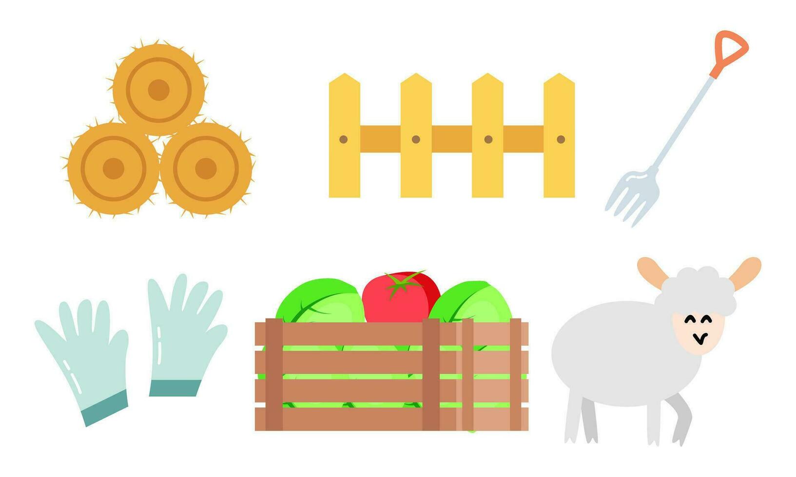 Set of farm house and nature elements logo vector