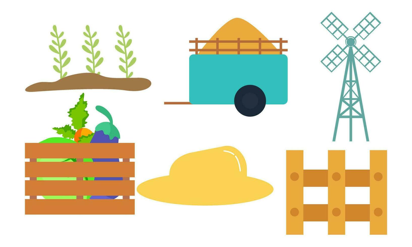 Set of farm house and nature elements logo vector