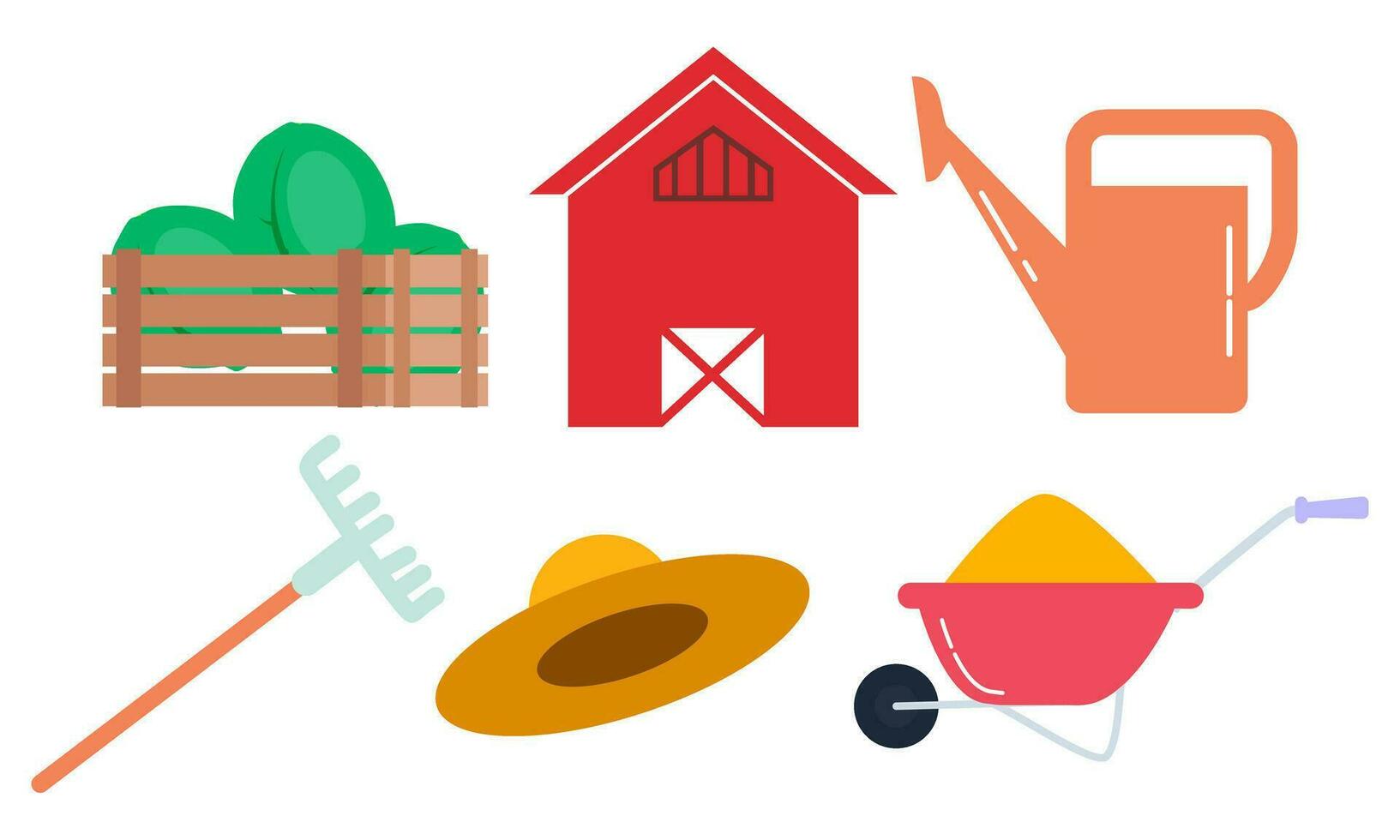 Set of farm house and nature elements logo vector